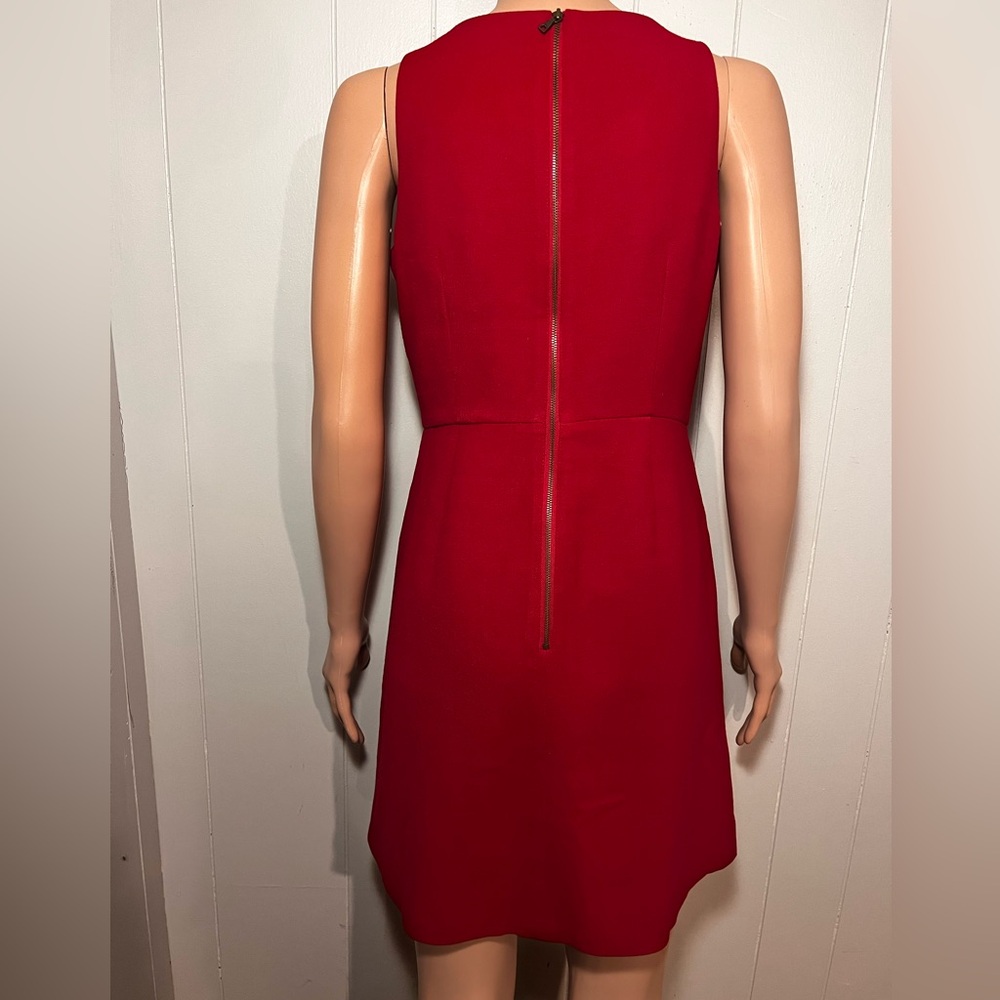 LOFT- Red Sleeveless Dress- Pleated Front - Size:4P - Picture 3 of 4